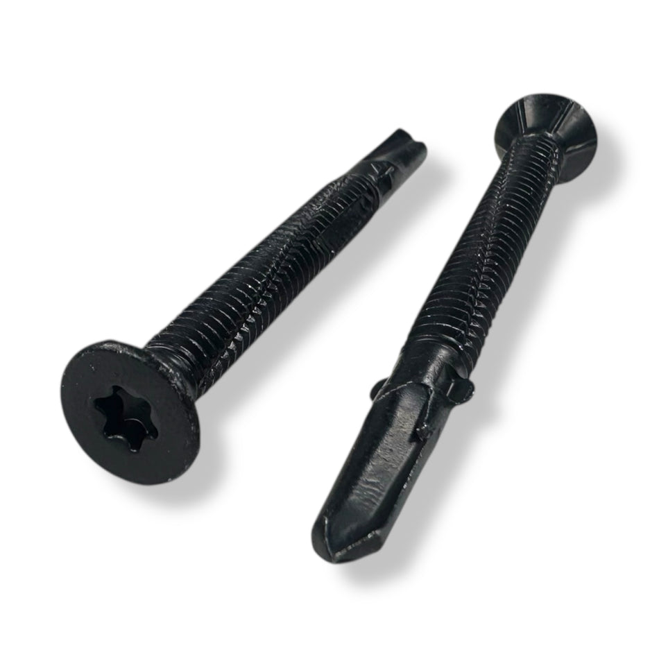 1/4-20 x 2-3/4” Reamer Tek Wood-to-Metal Screws - Black Ruspert Coated – T27 Torx, 100 Qty (BCP1226)