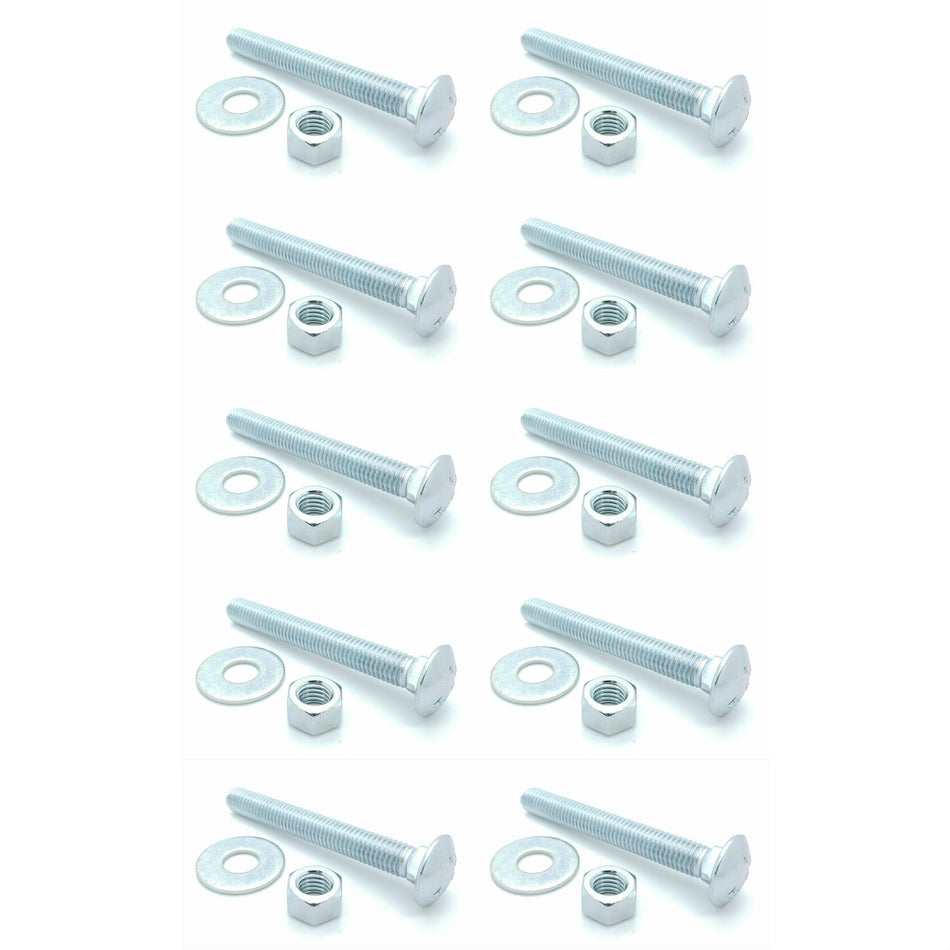 1/2-13 x 4" Long Carriage Bolts Set w/ Nuts & Washers, 10 Qty (BCP348)