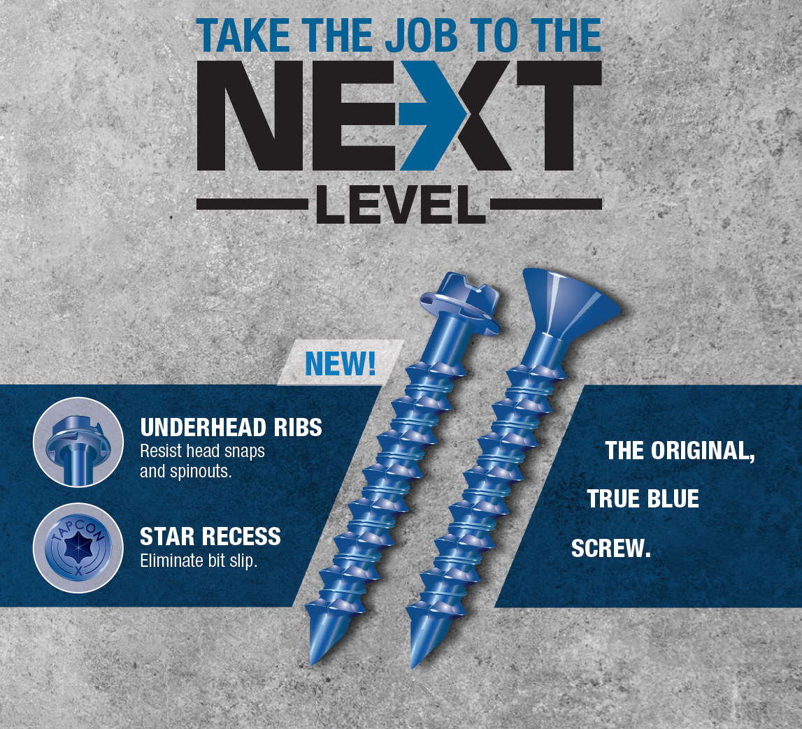 Tapcon 3/16" X 3-1/4" Torx Head Concrete Screws - 100 Pack With Drill Bit