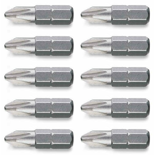 Ten (10) 2 Phillips Head Bits 1/4" Hex Shank S2 Tool Steel (BCP10