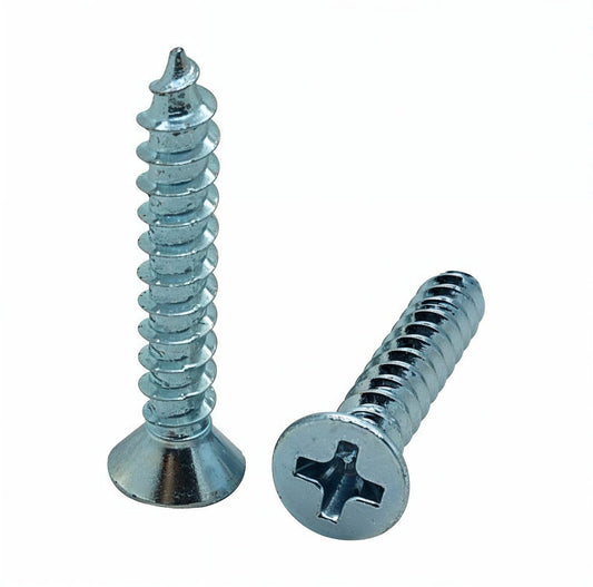 100 Qty #8 x 1" Flat Head Zinc Coated Phillips Head Wood Screws (BCP9)