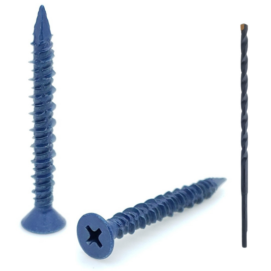 100 Qty 3/16" x 1-3/4" Flat Head Phillips Diamond Tip Concrete Screws To Anchor Masonry, Block & Brick (BCP481)