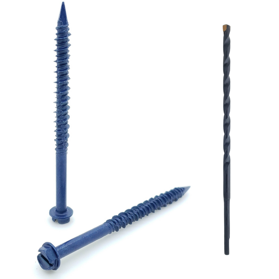 3/16" x 2-3/4" Hex Head Diamond Tip Concrete Screws To Anchor Masonry, Block & Brick, 100 Qty  (BCP489)
