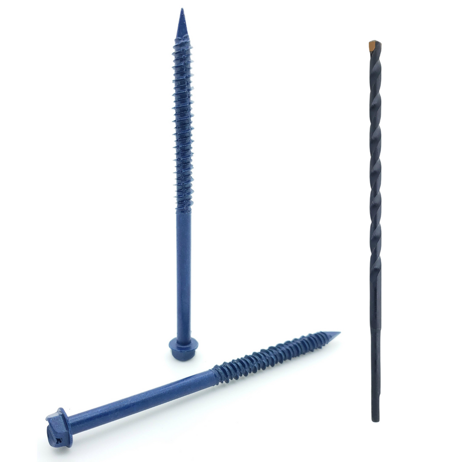1/4" x 4" Hex Head Diamond Tip Concrete Screws To Anchor Masonry, Block & Brick, 100 Qty  (BCP503)
