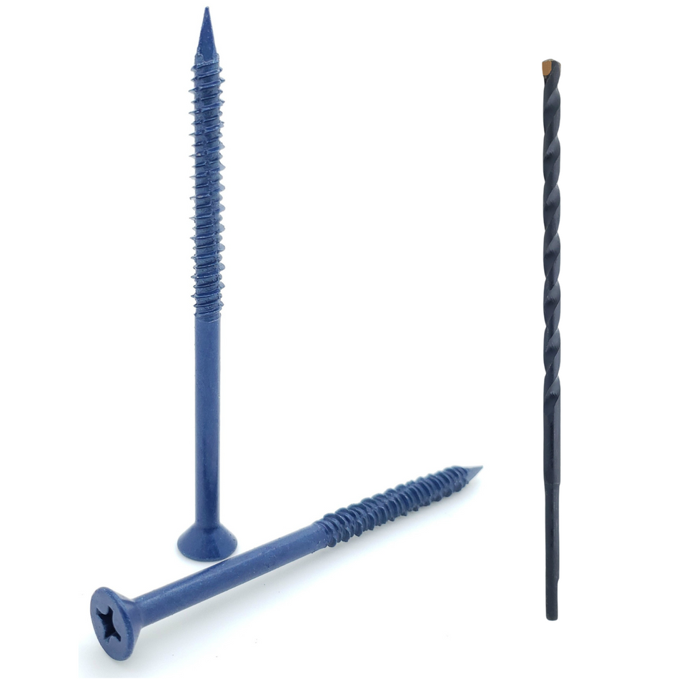 1/4" x 4" Flat Head Phillips Diamond Tip Concrete Screws To Anchor Masonry, Block & Brick, 100 Qty (BCP497)