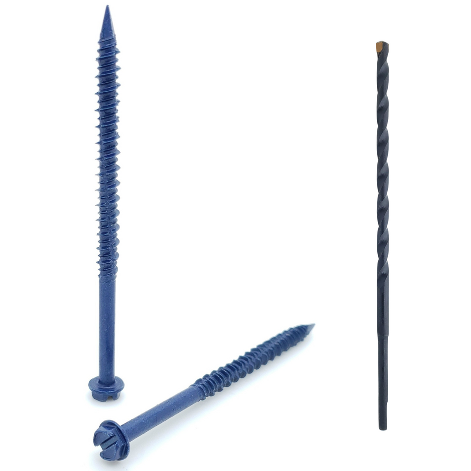3/16" x 3-1/4" Hex Head Diamond Tip Concrete Screws To Anchor Masonry, Block & Brick, 100 Qty (BCP490)