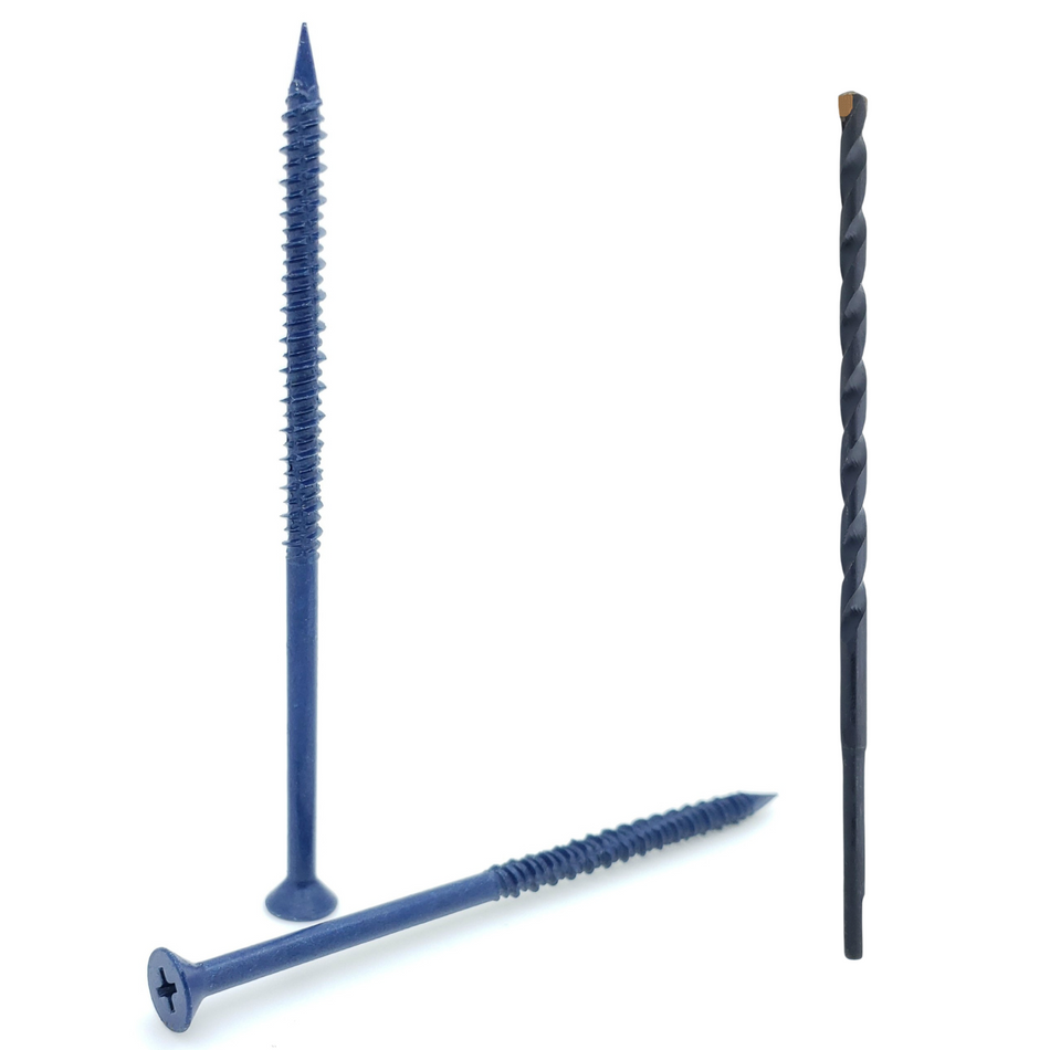 3/16" x 4" Flat Head Phillips Diamond Tip Concrete Screws To Anchor Masonry, Block & Brick, 100 Qty (BCP485)