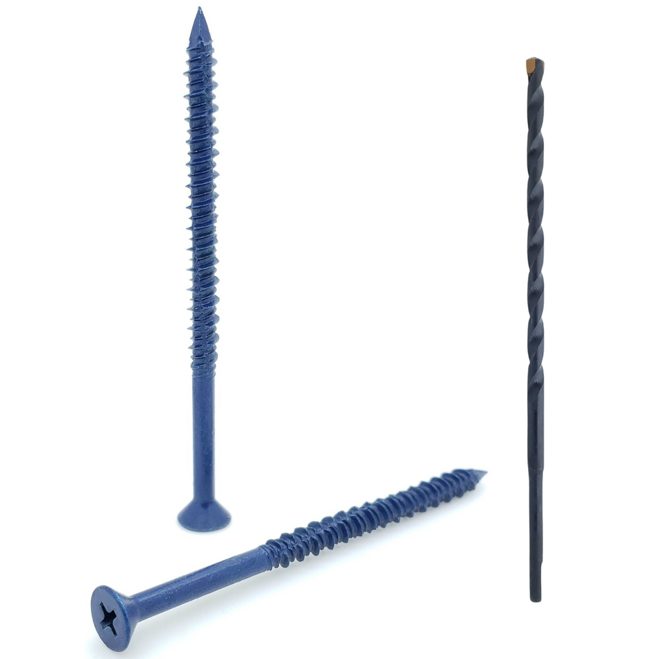 3/16" x 3-1/4" Flat Head Phillips Diamond Tip Concrete Screws To Anchor Masonry, Block & Brick, 100 Qty (BCP484)