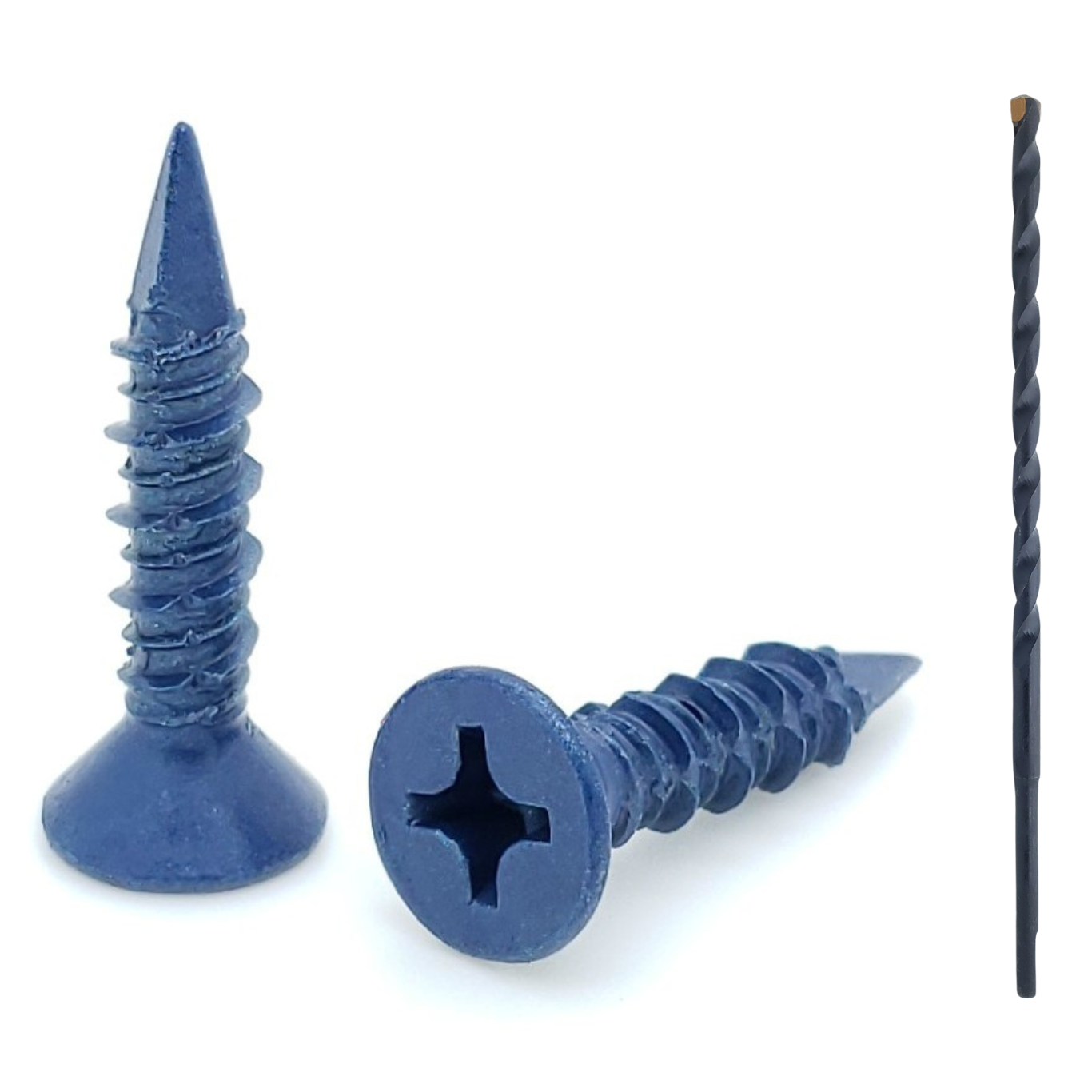 100 Qty 1/4" x 1-1/4" Flat Head Phillips Diamond Tip Concrete Screws To Anchor Masonry, Block & Brick (BCP492)