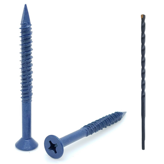 100 Qty 1/4" x 2-3/4" Flat Head Phillips Diamond Tip Concrete Screws To Anchor Masonry, Block & Brick (BCP495)