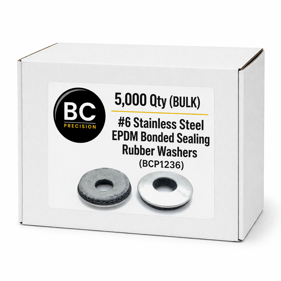 5,000 Qty (BULK) #6 Stainless Steel EPDM Bonded Sealing Rubber Washers (BCP1236)