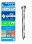Tapcon 1/4" x 1-3/4" Stainless Steel Hex Head Concrete Anchor Screws 3368907 | 100 Pack | Drill Bit Included
