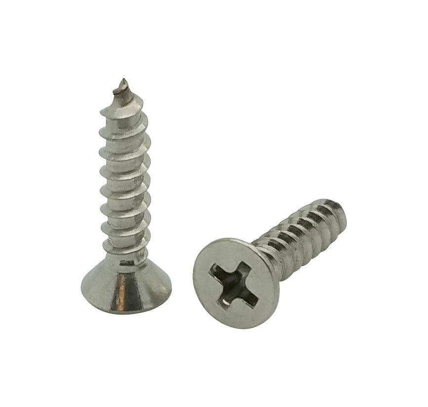 #6 x 3/4" Flat Head 304 Stainless Phillips Head Wood Screws, 400 Qty (BCP41)