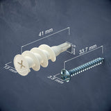 40 Premium Nylon Plastic Self Drilling Drywall Anchors with Screws | Up to 75 Lbs (BCP952)