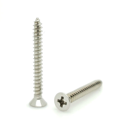 100 Qty #4 x 1" Flat Head 304 Stainless Phillips Head Wood Screws (BCP108)