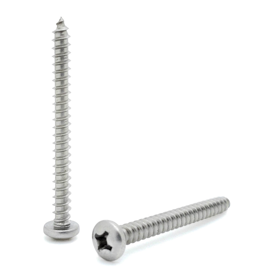 #6 x 1-1/2" 304 Stainless Steel Phillips Pan Head Wood Screws, 100 Qty (BCP605)