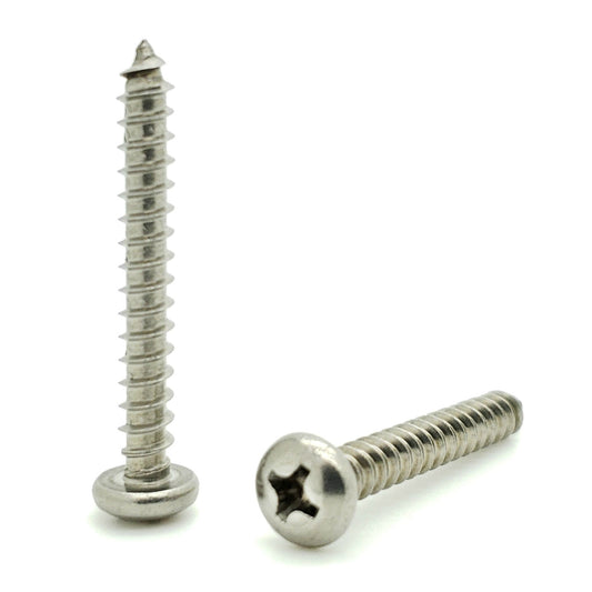 #8 x 1-1/4" 304 Stainless Steel Phillips Pan Head Wood Screws