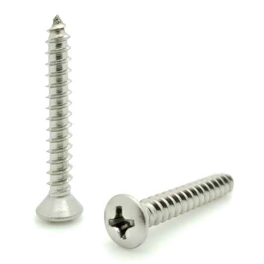 #8 x 1-1/4" Oval Head 304 Stainless Phillips Head Wood Screws