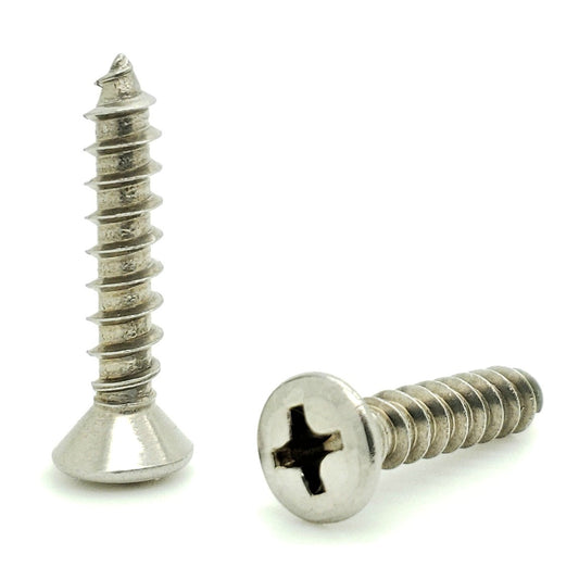 #10 x 1" Oval Head 304 Stainless Phillips Head Wood Screws