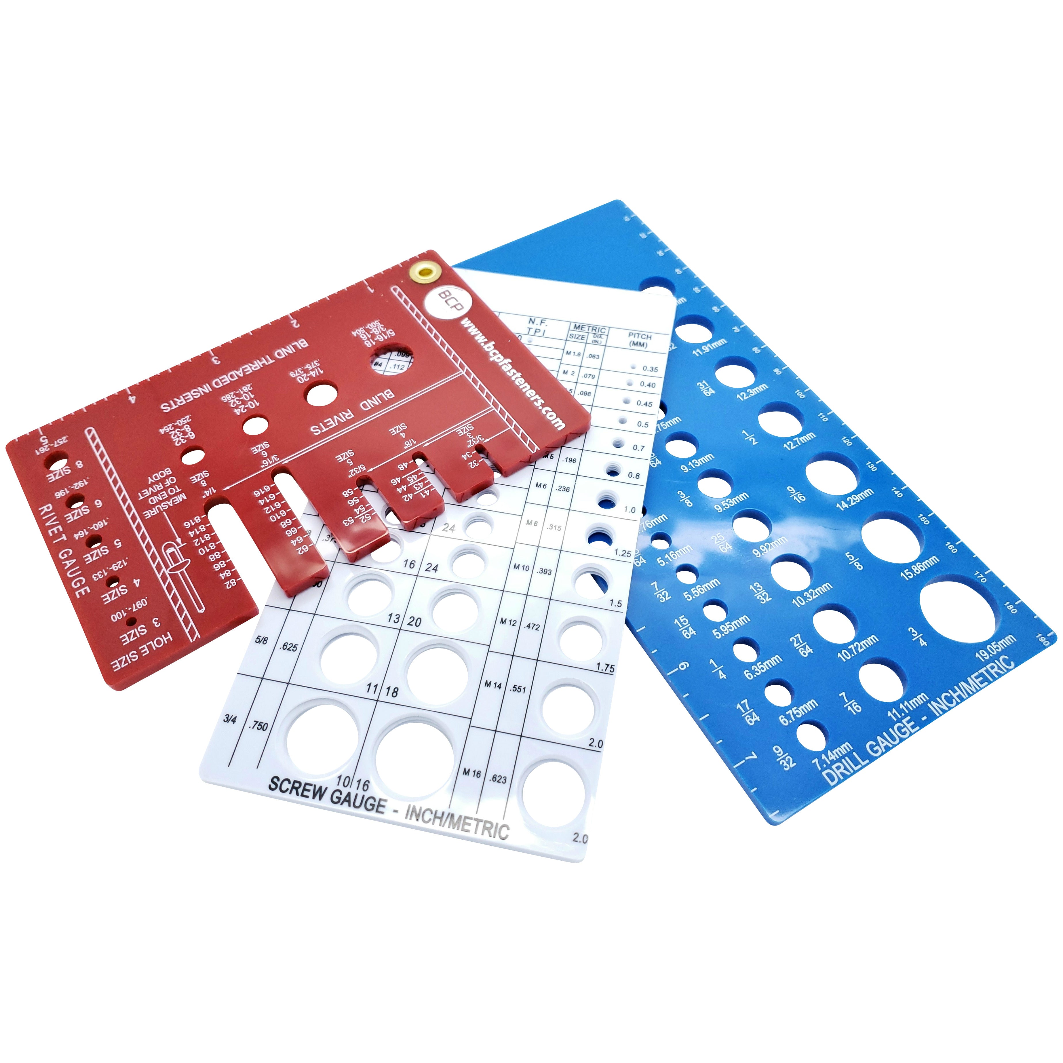 Rivet Drill Bit Screw Thread Combo Fastener Gauge Metric And SAE Rivet Drill Bit Screw Thread Combo Fastener Gauge Metric And SAE