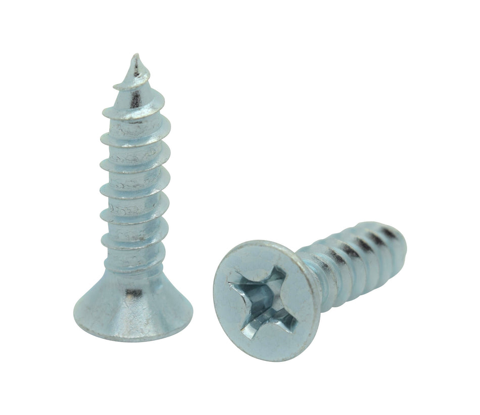 #14 x 1" Flat Head Zinc Coated Phillips Head Wood Screws, 300 Qty (BCP130)
