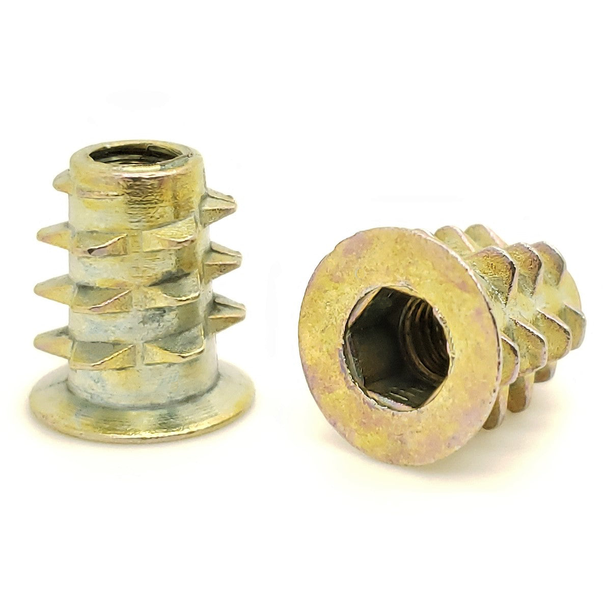 #10-32 Zinc Hex Flanged Threaded Inserts For Wood