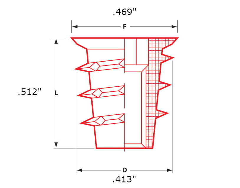 Fifty (50) 1/4"-20 Zinc Hex Flanged Threaded Inserts For Wood | .512" Length (BCP882)