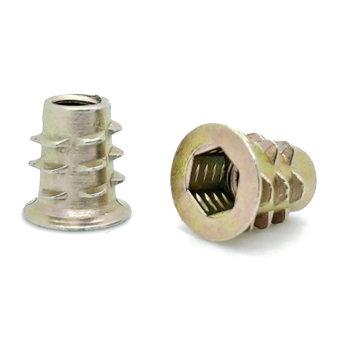 1/4"-20 Zinc Hex Flanged Threaded Inserts 