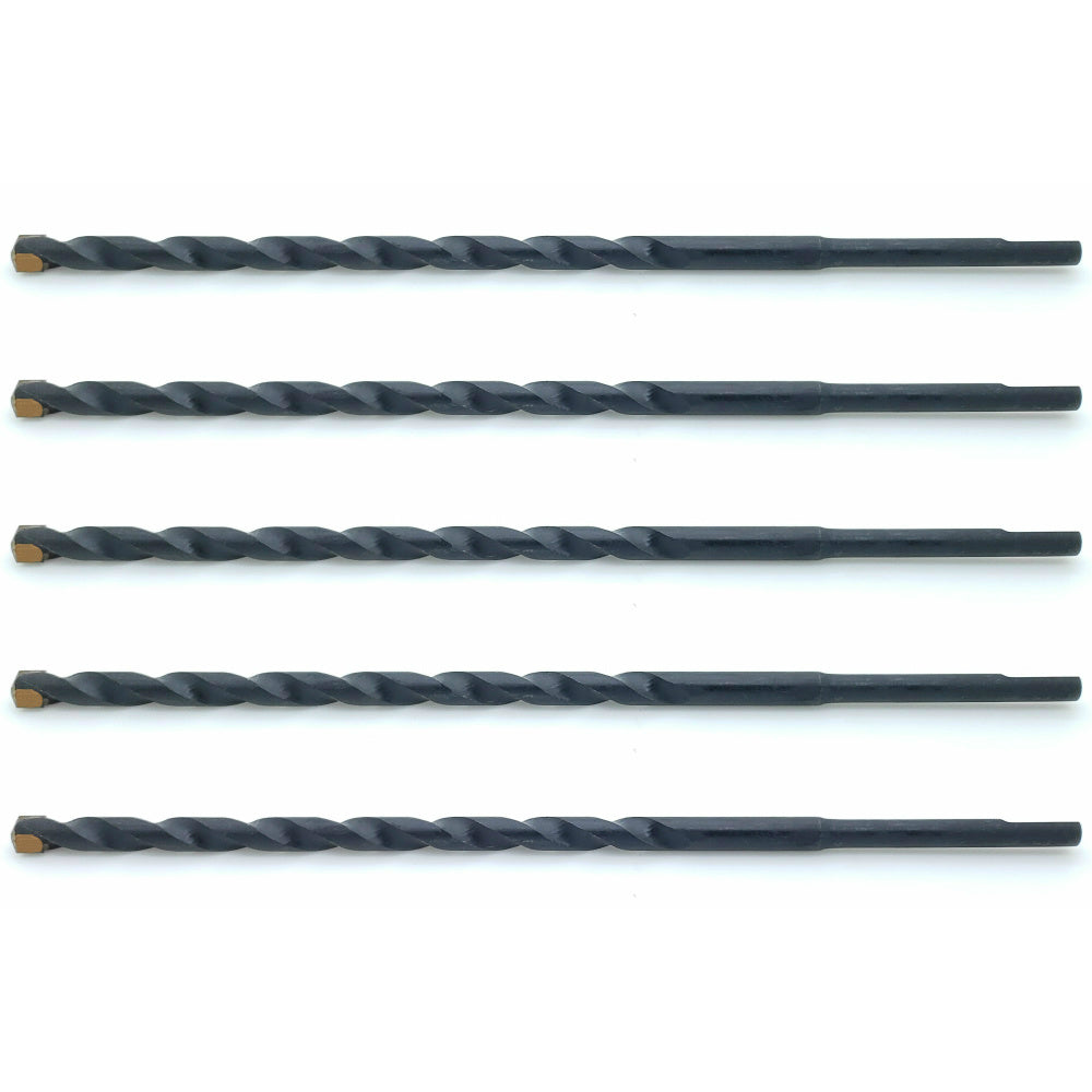 Five (5) 3/16" x 5-1/2" Carbide Tip Masonry Drill Bits For Concrete, Brick, or Block (BCP532)