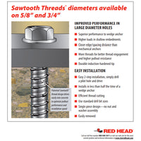 Red Head Tapcon+ 5/8" x 4" Large Heavy Duty Hex Head Concrete Anchor Screws LDT-5840 | 10 Pack