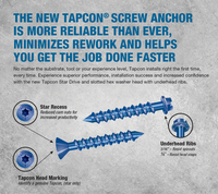 Tapcon 1/4" x 1-1/4" Star Torx Head Concrete Anchor Screws 3183407V2 | 100 Pack | Drill Bit Included