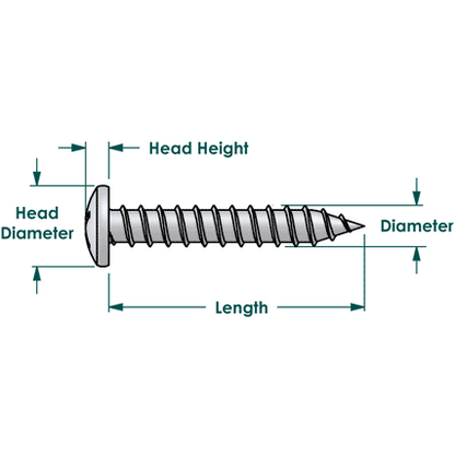 100 Qty #6 x 1" Zinc Phillips Pan Head Wood Screws (BCP394)