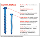 Tapcon 1/4" x 3-1/4" Hex Head Concrete Anchor Screws 3161407 | 100 Pack | Drill Bit Included