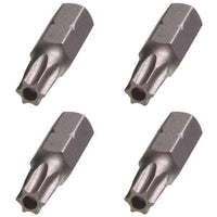 4 Pack T25 TORX Security Bits S2 Steel 1 4