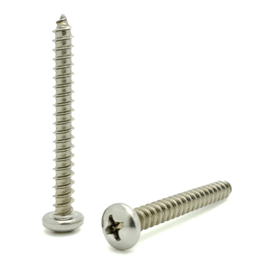 #8 x 1-1/2" 304 Stainless Steel Phillips Pan Head Wood Screws