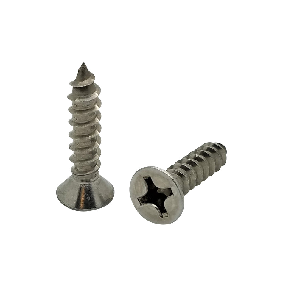 #12 x 1" Flat Head 304 Stainless Phillips Head Wood Screws, 100 Qty (BCP154)